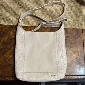 The Sak Cream Embossed Leather Shoulder Bag